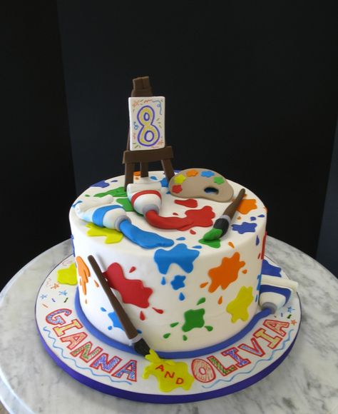 Art Party Painter Cake, Art Party Cakes, Art Birthday Cake, Art Parties, Artist Cake, Art Birthday Party, Painted Cakes, Cool Birthday Cakes, Children's Art