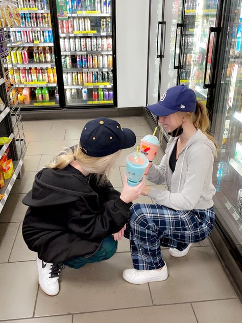 #besties #bestfriendgoals #photoshoot #photoshootideas #gasstationpics #outfitoftheday #pajamas #slushie #slurpee Best Friend Goals, Slushies, Best Friend Pictures, Friend Pictures, Aesthetic Pictures, Outfit Of The Day, My Pictures, Best Friends, Pajamas