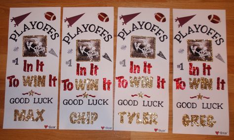 locker signs for football players Football Locker Signs, High School Football Playoffs, Locker Room Decorations, Football Locker Decorations, School Locker Decorations, Rally Idea, Football Player Gifts, Locker Signs, Cheer Signs