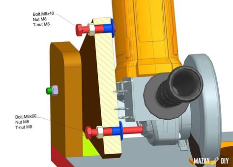 How to make a Angle Grinder Stand — Free DIY plans and 3D model Diy Angle Grinder Stand, Angle Grinder Holder, Caddy Diy, Best Hobbies For Men, Angle Grinder Stand, Grinder Stand, Tool Storage Diy, Hobbies For Men, Threaded Rods