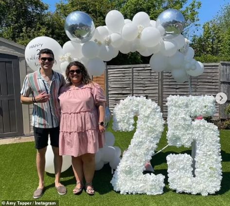 Gogglebox's Amy Tapper shares glimpse into her parents' silver wedding anniversary party | Daily Mail Online Anniversary Party For Parents, 25th Anniversary Party Ideas, 25th Wedding Anniversary Party Ideas, Silver Wedding Anniversary Party, 25th Anniversary Decorations, 25th Wedding Anniversary Party, Wedding Anniversary Decorations, Parents Wedding, Silver Wedding Anniversary