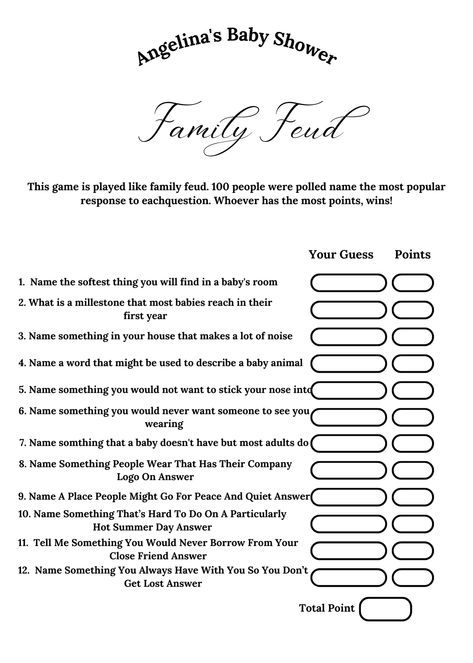 35 baby shower games to entertain your guests in the best possible way. Baby Shower Family Feud, Minimalist Theme, Family Feud, Baby Shower Diy, Shower Games, Baby Shower Games, Baby Room, Baby Animals, No Response