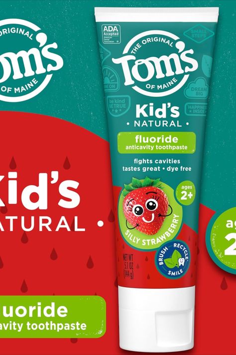 FIGHT CAVITIES: Fluoride toothpaste provides cavity protection while calcium and silica gently clean teeth TASTE THEY LOVE: The fruity flavor of this children's toothpaste makes brushing a fun habit Toothpaste Design, Kids Packaging, Kids Toothpaste, Clean Teeth, Natural Toothpaste, Dye Free, Teeth Cleaning, Brushing, Cavities