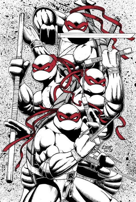 Ninja Turtles 2, Funny Vinyl Decals, Tmnt Comics, Teenage Mutant Ninja Turtles Artwork, Black And White Comics, Red Mask, Ninja Turtles Artwork, Tmnt Artwork, Tmnt Art