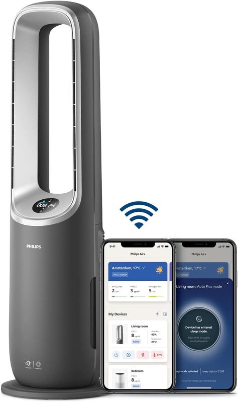 Purifies large rooms thoroughly: It distributes clean airflow to every corner of the room at a CADR (Clean Air Delivery Rate) of 270 m3/h(3), purifying rooms up to 70 m2(4) to protect you from pollen Electronic Appliances, Alexa App, Domestic Appliances, Hepa Filter, Clean Air, Air Purifier, Cooling Fan, Heating And Cooling, 3 In 1