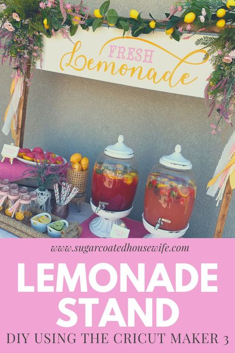 Create a fun DIY lemonade stand using the cricut maker 3 #ad Step by step tutorials for 3 cricut projects, wood stand, 2 lemonade recipes and my review of the new machine. #cricutmaker3 #cricutmade #lemonadestand Diy Lemonade, Diy Lemonade Stand, Games For Fun, Bracelet Stand, Pool Party Decorations, Patio Projects, Diy Pool, Lemonade Recipes, Lemonade Stand