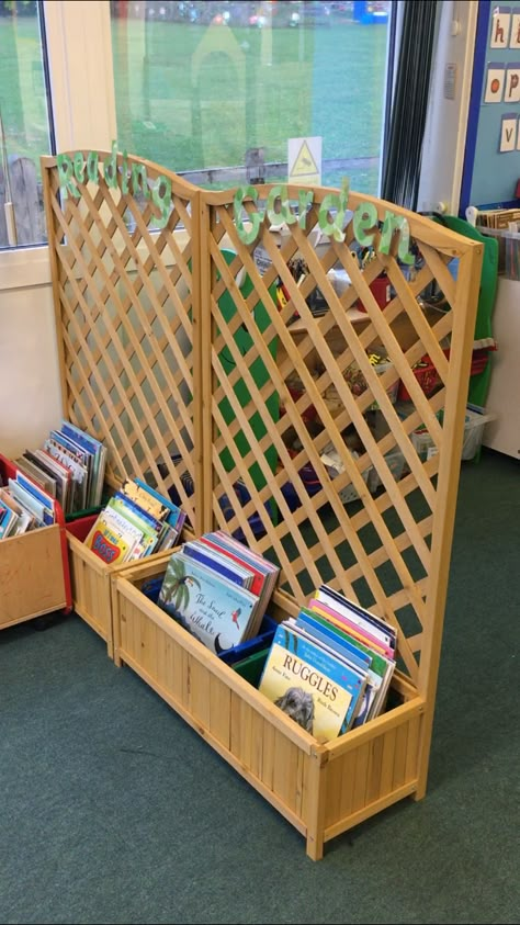 Reading Corner Classroom, Reading Garden, Book Area, Reggio Classroom, Eyfs Classroom, Preschool Rooms, Classroom Layout, Classroom Organisation, Outdoor Classroom