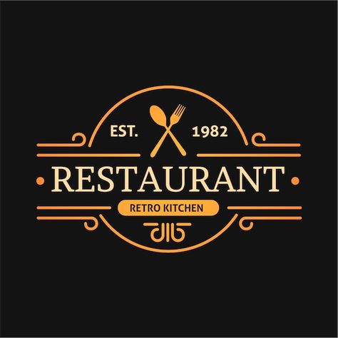 Kitchen Design Restaurant, Restaurant Logo Ideas, Retro Kitchen Design, Menu Logo, Eat Logo, Sushi Logo, Fast Food Logos, Royal Logo, Type Logo