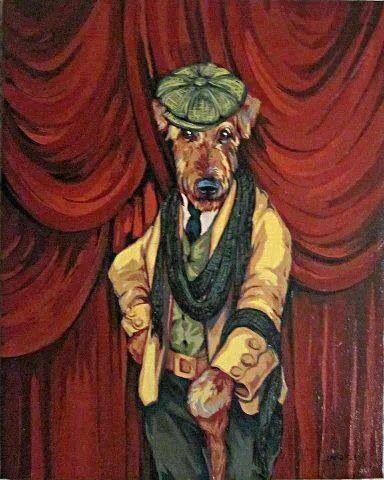 Airedale Terrier, Dog Dresses, Dog Art, Canvas Painting, Zelda Characters, Canvas, Dogs, Animals, Fictional Characters