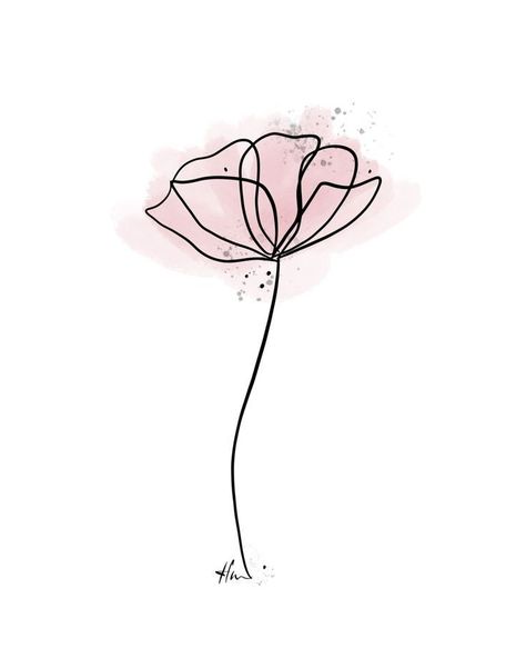 Small Flowers Drawing, Pink Line Art, Cute Flower Drawing, Flower Minimalist, Minimal Flower, Flower Line Art, Line Art Flowers, Floral Line Art, Phone Wallpaper Boho