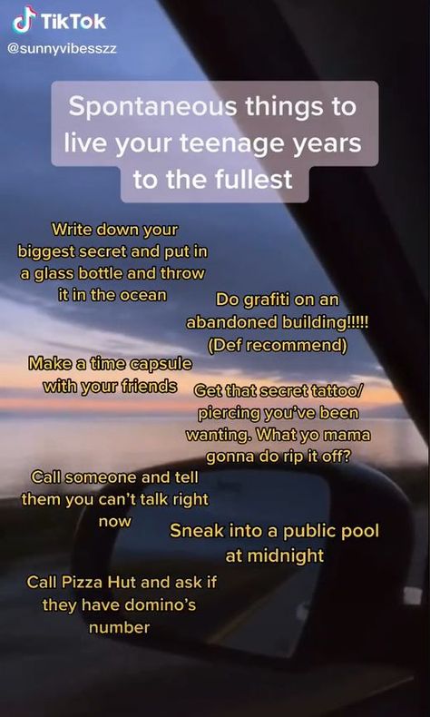 What To Do When Sneaking Out With Friends, Random Spontaneous Things To Do, Sneaking Out Tips Ideas, Things To Do When You Sneak Out, What To Do Late At Night With Friends, Dangerous Things To Do With Friends, Stuff To Do Because You Only Live Once, What To Do When You Sneak Out At Night, Things To Do When Sneaking Out With Friends