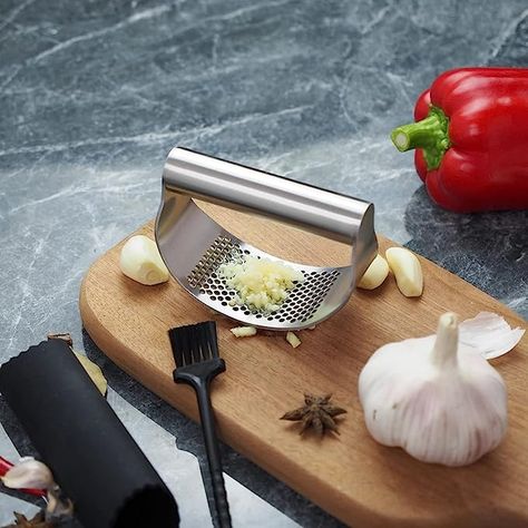 Material Stainless Steel Brand Sunshine Life Is Dishwasher Safe Yes Product Dimensions 2.56"L x 4.33"W #gadget #kitchengadget #homegadget Garlic Presser, Garlic Tool, Garlic Presses, Garlic Mincer, Garlic Peeler, Garlic Grater, Garlic Crusher, Vegetable Tools, Stainless Steel Cleaning