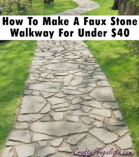 DIY Walkways - Build A Faux Stone Walkway For Under $40 - Do It Yourself Walkway Ideas for Paths to The Front Door and Backyard - Cheap and Easy Pavers and Concrete Path and Stepping Stones - Wood and Edging, Lights, Backyard and Patio Walks With Gravel, Sand, Dirt and Brick #diyideas Curved Walkway, Diy Walkways, Walkway Diy, Concrete Path, Diy Landscape, Backyard Walkway, Walkway Landscaping, Paver Walkway, Outdoor Path