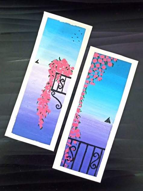 handmade bookmarks painted with acrylic color Acrylic Painting Bookmarks, Bookmark Painting Ideas Acrylic, Painted Bookmarks Acrylic, Bookmark Drawing, Bookmarks Painted, Bookmark Creative, Basic Drawing For Kids, Aesthetic Bookmarks, Cool Bookmarks