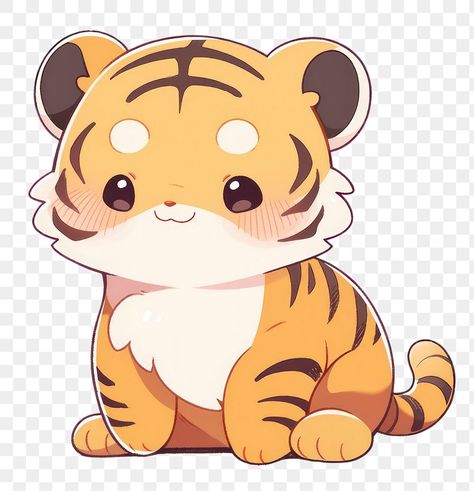 Chibi Tiger Kawaii, Kawaii Tiger Drawing, Chibi Tiger, Tiger Drawing, Japanese White, Tiger Tiger, Cute Kawaii Animals, Pet Tiger, Kawaii Animals