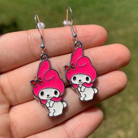 Sanrio Earrings, Melody Necklace, Y2k Sanrio, My Melody Cute, Crazy Earrings, My Melody, Cute Kawaii, Enamel Pins, Hello Kitty