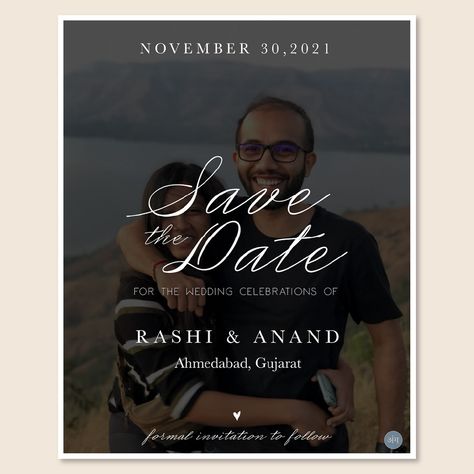 Rashi + Anand | Save the Date designed for a couple who love monochromes, and wanted the invite to have a glimpse of them as their first introductory to the extended set 🤍 (Save the date, save the date invite, wedding invite, wedding introduction, wedding, monochrome, monochrome invite, wedding stationery, wedding collaterals) Wedding Collaterals, Save The Date Invite, Save The Date Designs, Formal Invitation, Wedding Invite, Celebrity Weddings, Save The Date, Wedding Stationery, A Couple