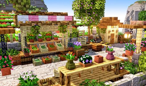 Minecraft Tulip, Minecraft Market, Minecraft Cottagecore, Minecraft Kitchens, Minecraft Addons, Minecraft Shops, Minecraft Kingdom, Wallpers Pink, Tulip Farm