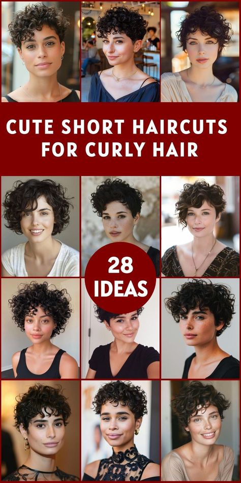 Choose from 28 beautiful short haircuts for curly haireach designed to flatter and celebrate the unique texture of your curls. Short Curly Fine Hair Styles Over 40, Short Coily Haircuts, Short Curly Haircuts Pixie, Short Fine Curly Hair, Short Curly Pixie Haircuts, Short Curly Hair Round Face Plus Size, Pixie Haircuts For Curly Hair, Short Cuts For Curly Hair, Short Curly Haircuts For Women