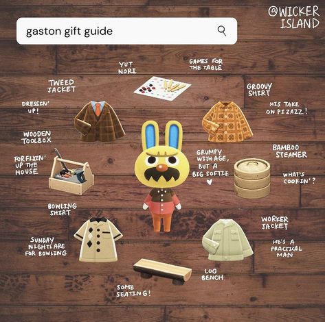 Gaston Animal Crossing, Animal Crossing Gift Guide, Acnh Villagers, Worker Jacket, Qr Codes Animal Crossing, Animal Crossing Characters, Disney Dream, Gift Guides, Softies