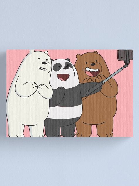 Bare Bear Painting, We Bare Bears Painting Canvas, Bears Canvas Painting, Bare Bears Painting, We Bare Bears Painting, Painting Ideas On Canvas Cartoon Characters, Sky Art Painting, Easy Mandala Drawing, Bear Paintings