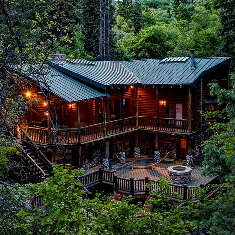 The Log Cabin on The Stream in Sundance, Utah is a great vacation rental cabin just walking distance from the local resort, offered by Mountain Cabins Utah Sundance Utah, Cabin Mansion, Mountain Dream Homes, Resort Cabins, Mountain Cabins, Cabin Aesthetic, Healing Center, Cabin In The Mountains, Mountain Cottage