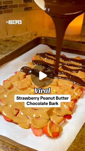 Recipes on Instagram: "This VIRAL Strawberry Peanut Butter Chocolate Bark is officially our favorite treat!😍🍓🍫 Sweet tooth cravings have been cured!🙌 Would you try this??✨ #viral #strawberrypeanutbutterchocolate #bark #strawberrybark #chocolatebark #peanutbutter #snack #idea #healthy #delicious #yummy #dessert #fruit #sweet #treat #fyp" Chocolate Peanut Butter Strawberry Bars, Strawberry Chocolate Peanut Butter Bark, Strawberry Chocolate Bark, Strawberry Peanut Butter Chocolate Bark, Healthy Bark Recipes, Strawberry Bark, Peanut Chocolate Bars, Peanut Butter Chocolate Bark, Strawberry Peanut Butter