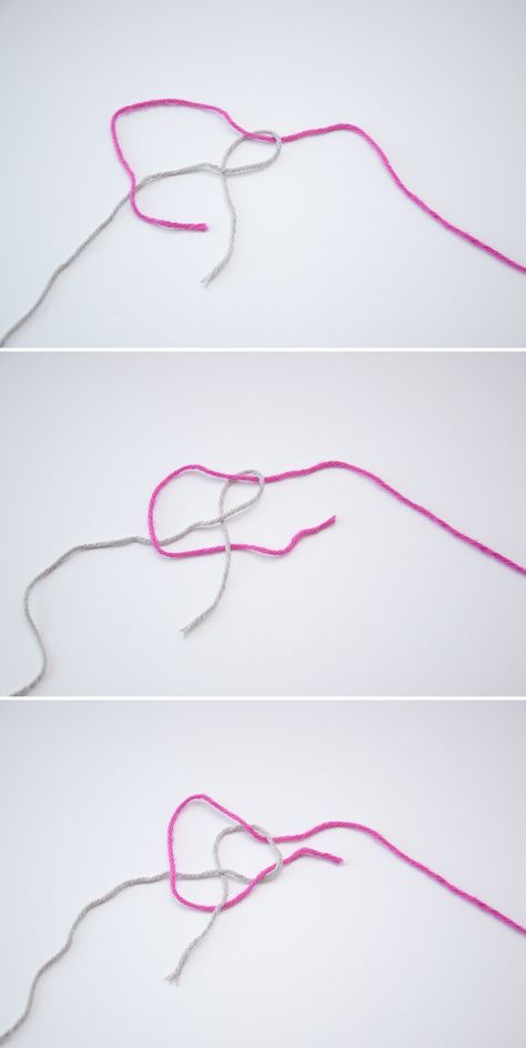 How to tie a weaver's knot to join threads Tie Two Yarns Together, Weaver Knot, Continuous Strand Weaving, Russian Knot Joining Yarn, Weavers Knot, Invisible Knot Joining Yarn, Joining Yarn, Magic Knot, Knitting Help