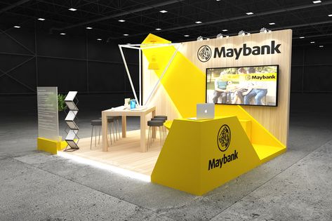 Exhibition stands 2019 (Maybank - 5x4) on Behance Booth Display Design, Exhibition Display Stands, Expo Stand, Tv Set Design, Exhibition Stall Design, Event Booth, Exhibition Stall, Kiosk Design, Exhibition Stands