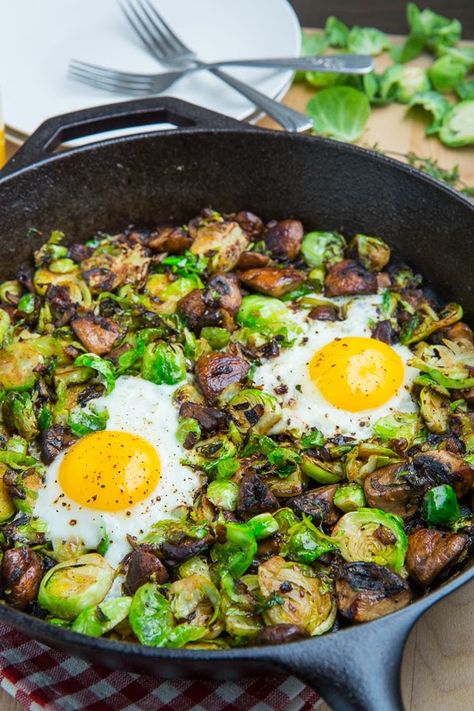 Hash Recipe, Cheesy Potato, Enjoy Your Meal, Brussels Sprout, Fried Eggs, Nutritious Breakfast, Think Food, Iron Skillet, Deviled Eggs