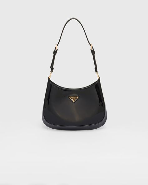 Black Prada Cleo Patent Leather Bag | PRADA Prada Cleo Bag, Cleo Bag, Prada Cleo, Patent Leather Bag, Bridal Shoes Flats, Prada Shoulder Bag, Bag Boys, Slippers For Girls, Triangle Logo