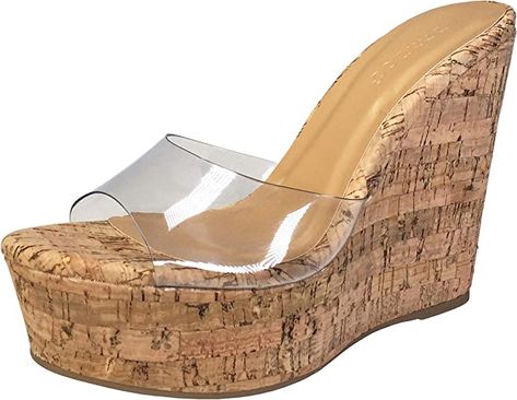 Want a comfortable heel to walk the streets of vegas? Nightclubs? These are for you! Cork Wedges, Summer Wedges, Wedge Loafers, High Wedges, Wedge Pumps, Fur Boots, Platform Wedge, Womens Wedges, Womens Clogs