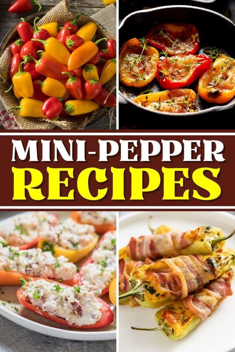 Vibrant, tasty, and just plain adorable, these mini pepper recipes will add fun flavor to any meal. They may be small in size, but they pack quite a punch! Recipes With Small Peppers, Grilled Mini Peppers, Low Carb Stuffed Mini Peppers, Small Peppers Recipes, Recipes With Mini Peppers, Stuffed Mini Bell Peppers Appetizers, Mini Pepper Recipes Healthy, Small Pepper Recipes, Sweet Mini Pepper Recipes