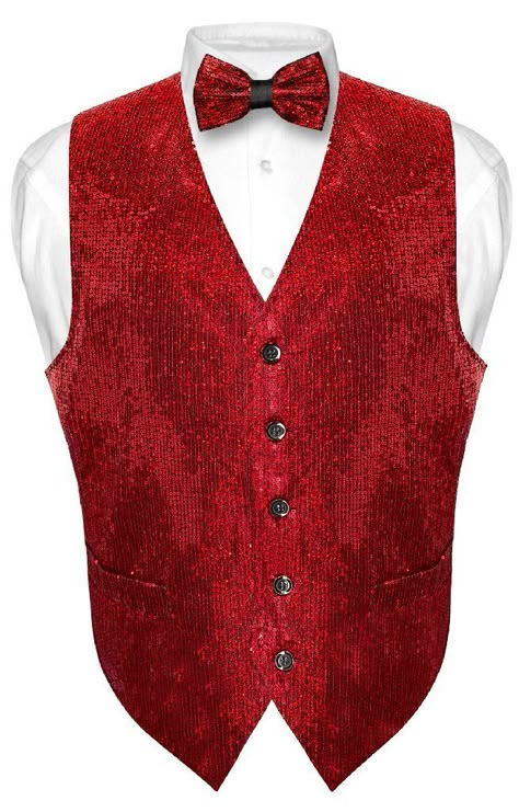 PRICES MAY VARY. polyester,microfiber Drawstring closure Matching Vest & Bow Tie Set Men's Sequin Design Dress Vest with Bowtie of the Same Pattern and Color and Made From The Same Material For a Perfect Match with belted adjustable back for a perfect fit. Available in XS (Chest Size 36), S (Chest Size 38), M (Chest Size 40), L (Chest Size: 42) , XL (Chest Size: 44), 2XL (Chest Size: 47), and 3XL (Chest Size 50). Full Back Vest with belted adjustable back for a perfect fit. Great to wear with a Chambelanes Outfits, Red Quinceanera Ideas, Mens Dress Vests, Vesuvio Napoli, Vest And Bow Tie, Red Quince, Mens Fashion Dressy, Tuxedo Vest, Quinceañera Ideas