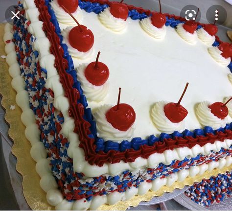 Patriotic Cakes, Patriotic Cake, Fourth Of July Cakes, Flag Cake, Patriotic Food, 4th Of July Cake, July Recipes, Cupcake Cake Designs, 4th Of July Desserts