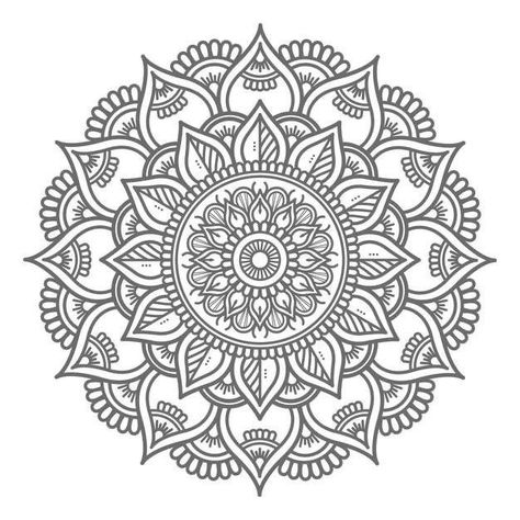 Mandala Art Therapy Hand Drawn, Line Art Mandala, Mandala Flower Design, Mandala Illustration, Hand Drawn Mandala, Drawn Mandala, Arte Yoga, Vector Line Art, Rangoli Side Designs