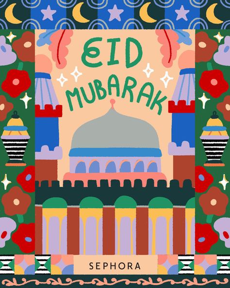 Sephora (@sephora) posted on Instagram • May 12, 2021 at 11:00pm UTC Eid Mubarak Illustration, Sephora Holiday, Muslim Festivals, Hello You, Ramadan Decorations, User Interface Design, Holiday Illustrations, People Of The World, Instagram Design