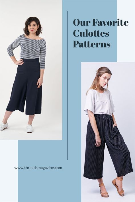 Culottes are a great bridge from the work-at-home comfort of sweats and the back-to-the-office structure of trousers. Culottes Pattern, Threads Magazine, Pants Sewing Pattern, Culotte Pants, Mood Fabrics, Pattern Sewing, Work At Home, Cute Sandals, Elastic Waist Pants