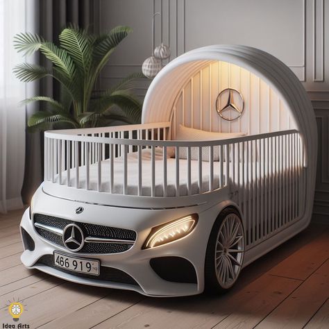 Mercedes-Inspired Baby Crib Luxurious Nursery, House Plans Bloxburg, Luxury Baby Crib, Luxury Baby Nursery, Toddler And Baby Room, Modern Crib, Travel Entertainment, Nursery Room Design