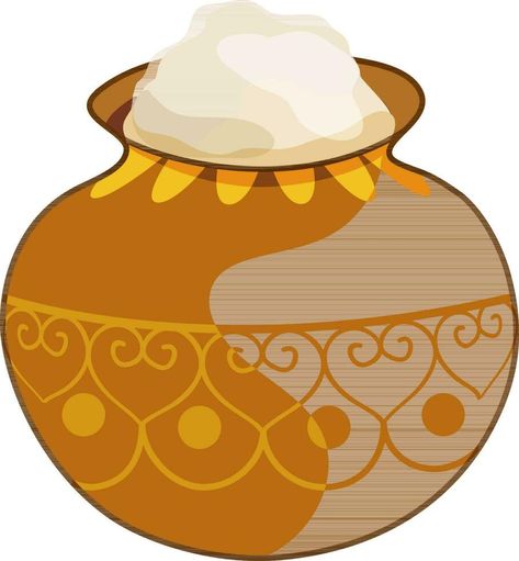 Flat style floral mud pot for Pongal celebration. Pongal Pot, Pongal Celebration, Vector Game, Flat Style, Fashion Flats, Game Design, Vector Free, Royalty, Royalty Free