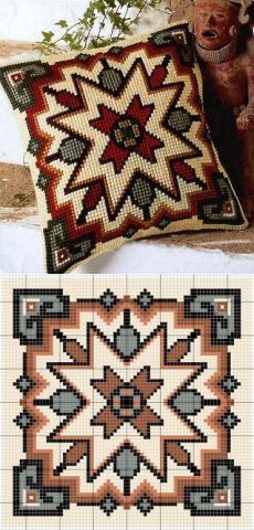 Needlepoint Pillow Kits, Unique Cross Stitch, Cross Stitch Cushion, Cross Stitch Geometric, Kilim Pattern, Cross Stitch Pillow, Diy Embroidery Patterns, Cross Stitch Patterns Flowers, Cross Stitch Bookmarks