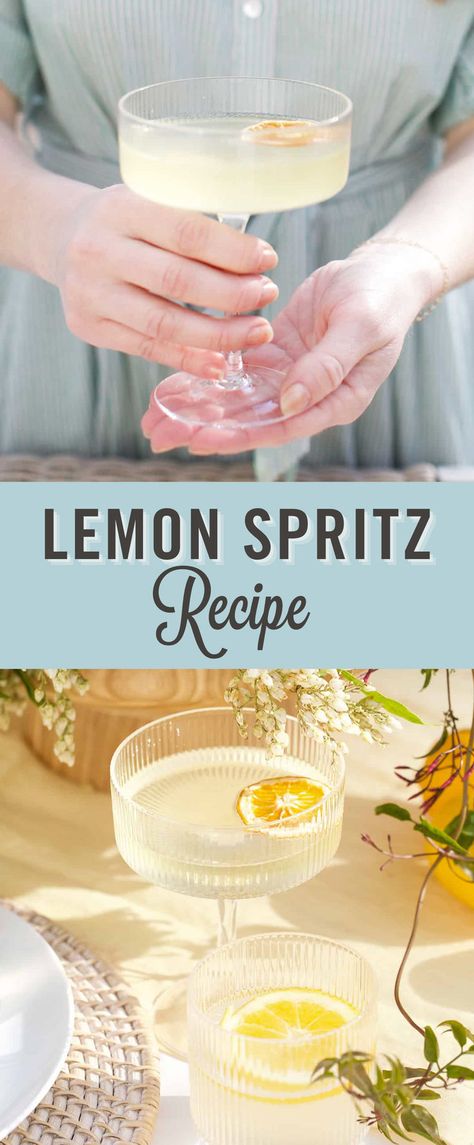 This Lemon Spritz Cocktail is the perfect summer drink! All you need are five ingredients and five monutes to make. Perfect cocktail for sumemr gatherings day and night! Get the sweetness from the limoncello and simple syrup and the sour from the lemon. Lemon Spritz Cocktail, Lemon Cocktail Recipes, Lemon Spritz, Recipe Using Lemons, Moist Lemon Cake, Lemon Cocktail, Spritz Recipe, Spritz Cocktail, Italian Cocktails