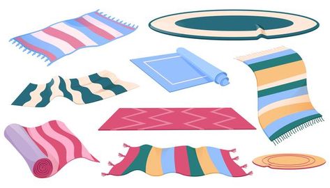 Carpet Illustration, Carpet Drawing, Rug Illustration, Rug Drawing, Carpet Cartoon, Cartoon Rug, Props Design, Clothes Illustration, School Illustration