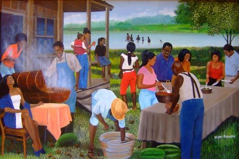 black-family-cookout-595x395 5 Pieces of African American Cookout Art You Must Have! Black Folk Art, Family Artwork, African American Artwork, African American Family, Haitian Art, Old School Music, Black Family, Black Art Painting, America Art