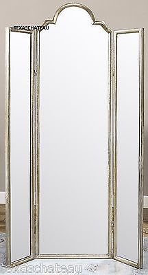 French Glam ~ Silver Leaf Dressing Mirror ~ Tri Fold 3 Panel Full Length Vanity Bridal Shop Ideas, French Glam, 3 Way Mirrors, Art Deco Ideas, Makeup Area, Trifold Mirror, French Mirror, Art Deco Decor, Research Tools