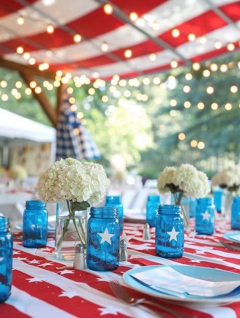 Fourth of July Loft Party – Inspiration – TastyInteriors Country 4th Of July, Classy 4th Of July Party, 4th Of July Teen Party Aesthetic, 4th Of July Aesthetic Fireworks, Pottery Barn 4th Of July Decor, Red White And Brew, Senior Living Activities, Home Of The Brave, July Party