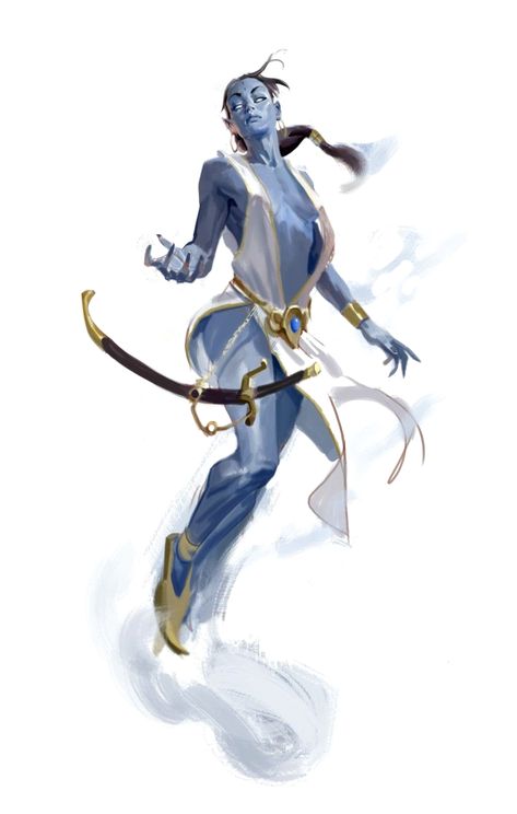 Female Djinni Genie - Pathfinder PFRPG DND D&D 3.5 5E 5th ed d20 fantasy Air Elemental Female, Mauro Belfiore, Fantasy Races, Character Sketches, Dungeons And Dragons Characters, Dnd Art, Fantasy Rpg, Monster Art, Fantasy Inspiration