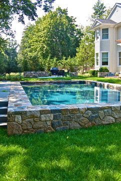 Hillside Pool, Traditional Pool, Small Inground Pool, Sloped Yard, Above Ground Pool Landscaping, Backyard Pool Landscaping, Small Pools, Backyard Pool Designs, Beautiful Pools