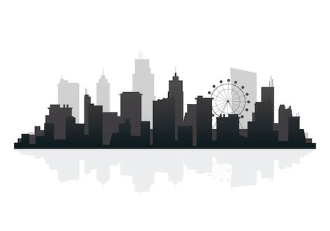 Silhouette skyline illustration | Free Vector #Freepik #freevector #town-silhouette #building-silhouette #city-silhouette #skyline-silhouette Chicago Painting, Cityscape Background, Skyline Image, Travel Themed Room, Skyline Illustration, New York Landmarks, City Postcard, City Scapes, Building Icon