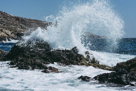 wave hello. Download this photo by Jana Sabeth on Unsplash Wave Crashing, Wave Rock, Rock Photography, Water Aesthetic, Waves Crashing, Landscape Photography Nature, Ocean Wallpaper, Crashing Waves, Light Of The World